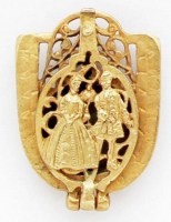 1930s German Brass Rococo Compass Locket