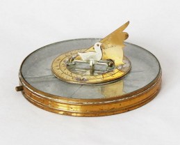 1910s French Desk Compass Sundial with Foldable Butterfield-type Gnomon