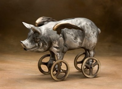 Magnificent flying pig coin bank by Nelles