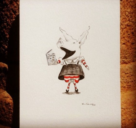 Olivia watercolor and ink wall art by CasaLunaCo