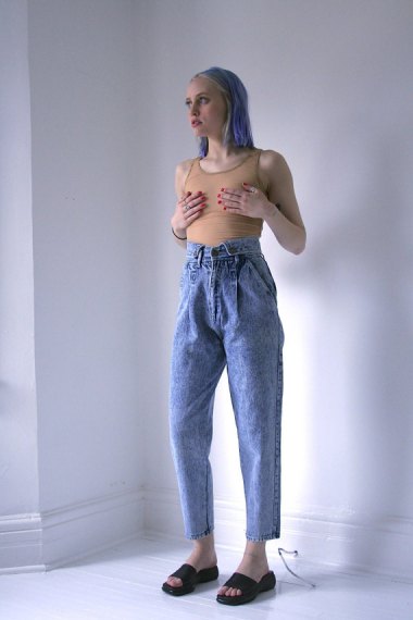 Not even partial sort-of nudity can distract from the overall awfulness of these jeans. By RoseCliffVintage