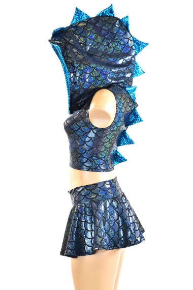 So cute! Dragon scale hoodie and mini set by CoquetryClothing