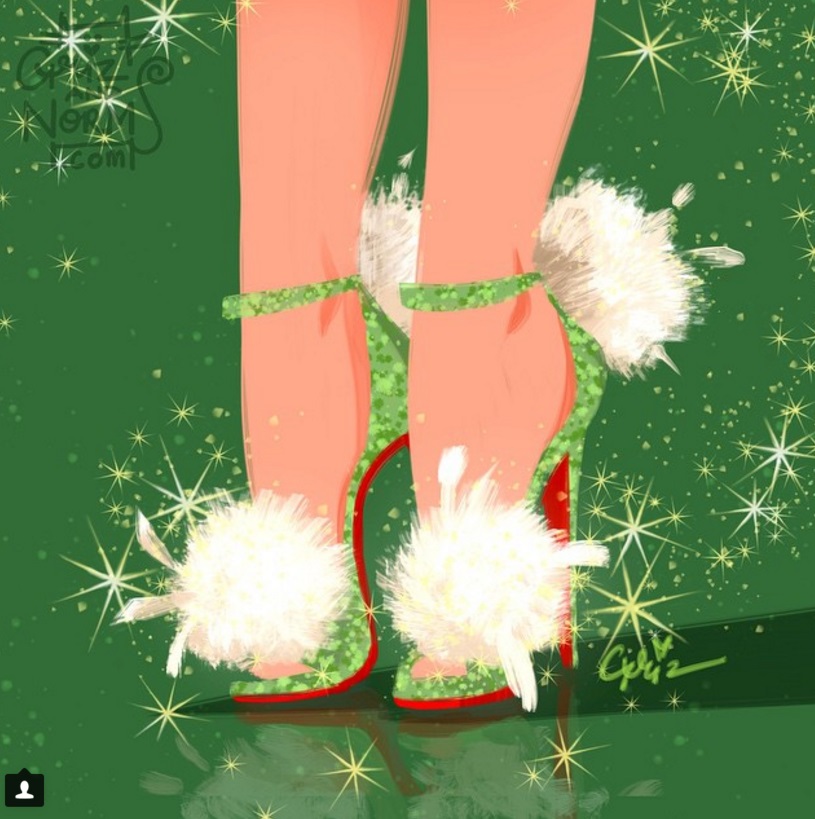 Tinkerbell in Christian Louboutin's Pluminette Pom Pom Sandals (I always knew Tinkerbell would have fierce shoes!)
