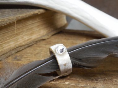 Deer antler and rhinestone engagement ring. By Chymiera