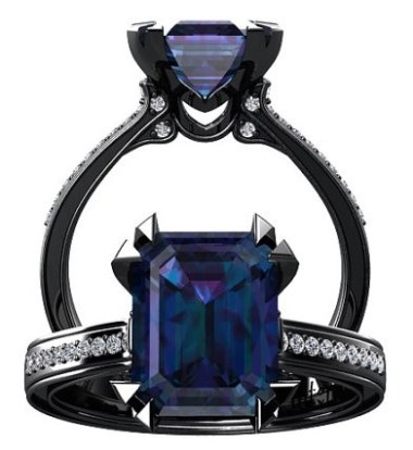 This alexandrite/diamond ring set in black gold (is that actually a thing?) made me feel all tingly. Yum. By WinterFineJewelry