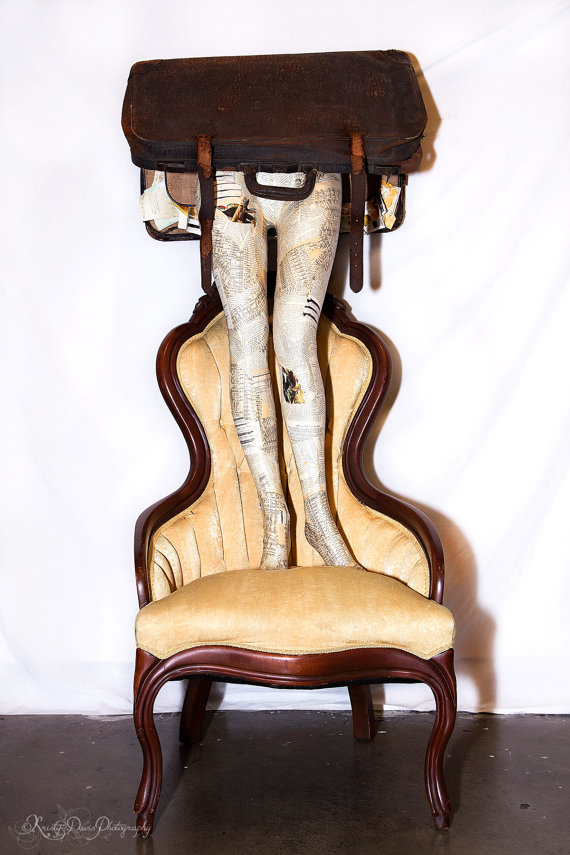 "The Traveling Suitcase," an art piece which, in spite of its $1,000 price tag, is not for sale. By AlizarinArts who may not actually understand what Etsy is for