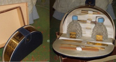 What modern travel accessories may win the convenience category, they lose in style. How beautiful is this 1920s manicure and perfume kit? By TreasuresPastOn