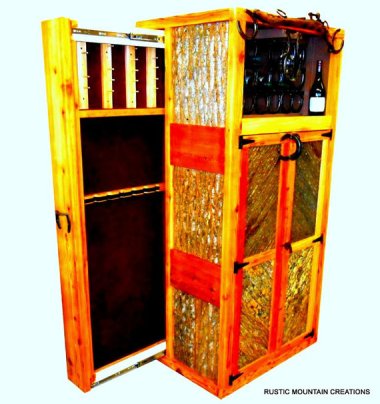 Combo wine rack & gun cabinet. What? No humidor? By RUSTICMOUNTAINCREATI