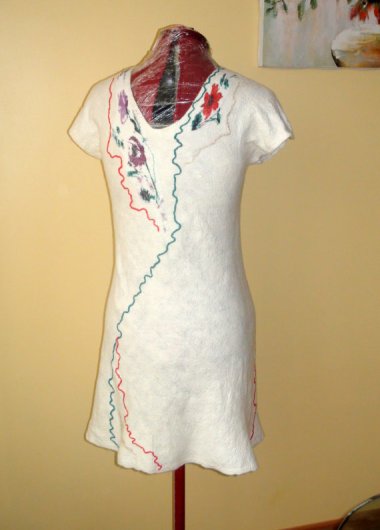 Felted "summer" dress. It looks like someone fell asleep at the sewing machine again. By HandyMaria
