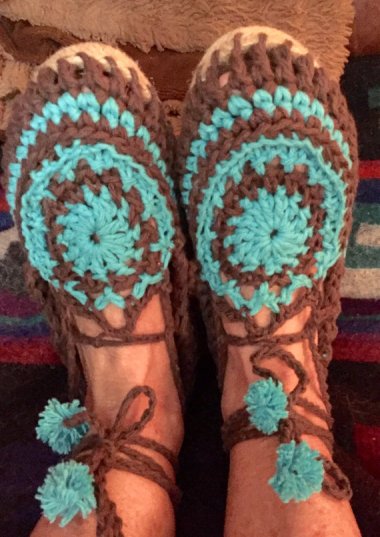 My crocheted shoes bring all the boys to the yard...