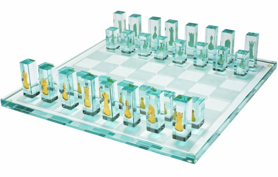 24K Gold and Glass Chess Set