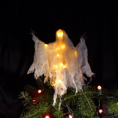 This is an "angel" tree topper. (something about ghosts)