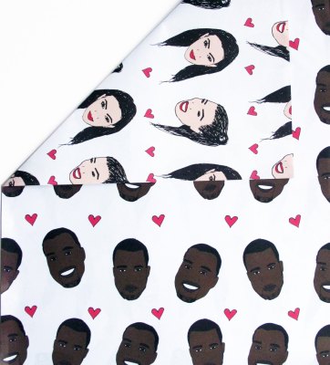Kanye on one side, Kim on the other. How would you ever decide? It's like the Sophie's Choice of wrapping paper