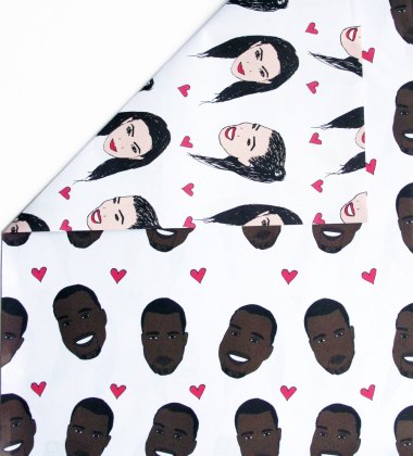 Kanye on one side, Kim on the other. How would you ever decide? It's like the Sophie's Choice of wrapping paper