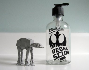 Fantastic rebel scum handsoap dispenser. By ClearstoryGlass