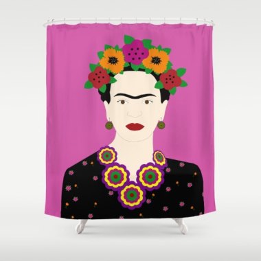 This would be a great shower curtain for someone who forgets to tweeze. By TheRedUmbrellaShop