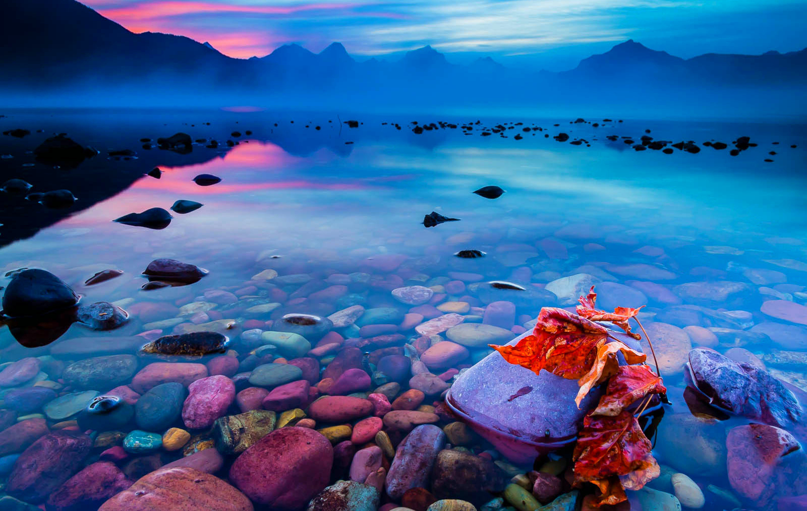 Autumn sunrise on Lake McDonald - Glacier National Park, Montana